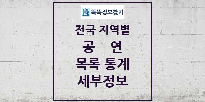 전국 지역별 공연 목록 통계 세부정보